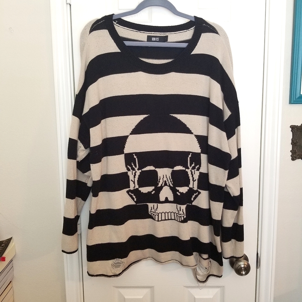 Distressed Skull Sweater